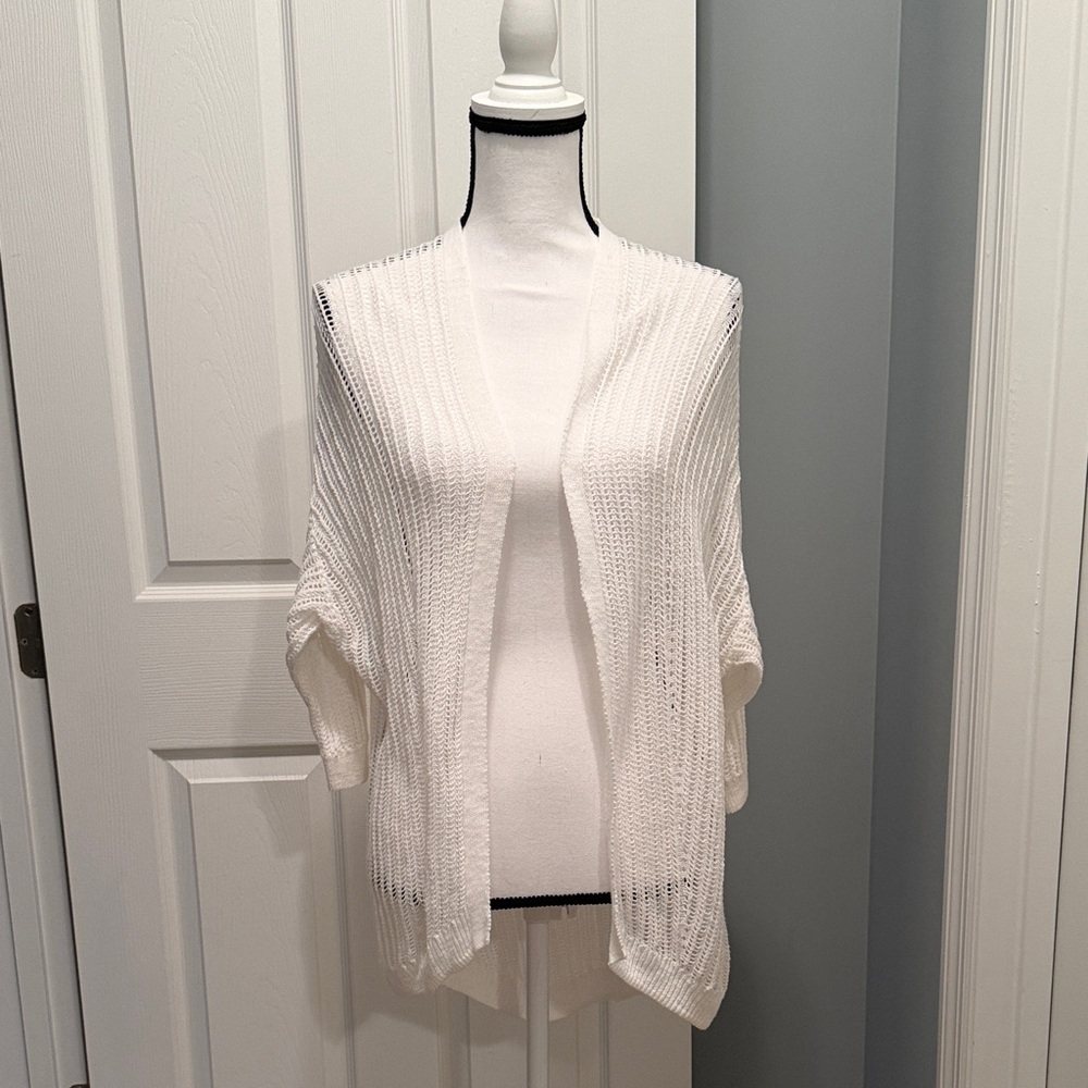 Express White Knit Open-Front Cardigan